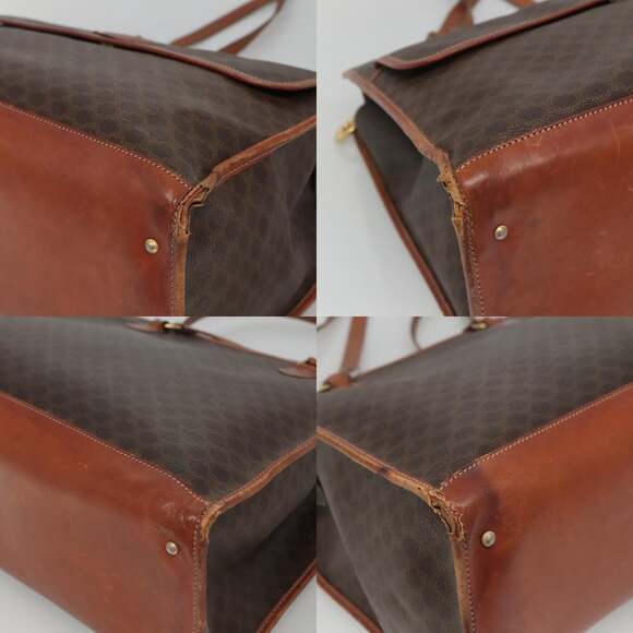 CELINE Macadam Canvas Shoulder Bag Pvc Leather Brown Gold - Picture 10 of 12